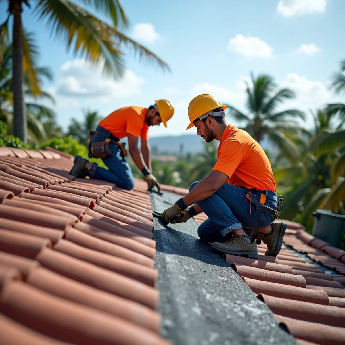 Drone photo of a flat membrane roof on a high-rise condo tower in Aventura, FL