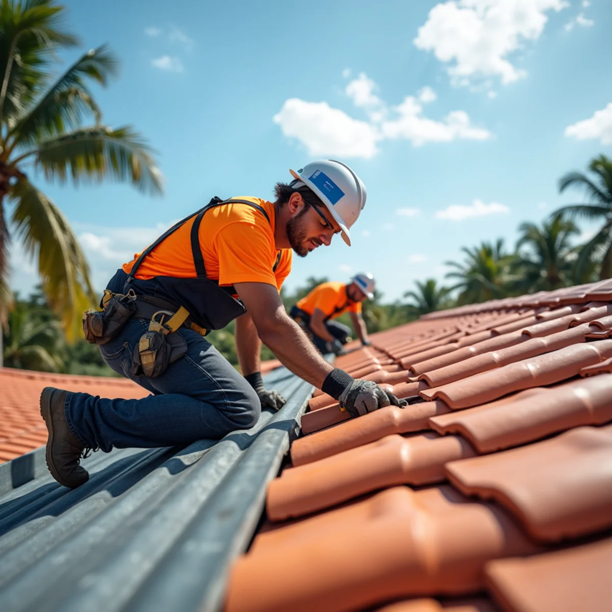 Flat roof membrane recover on a high-rise condo tower in Hallandale Beach, FL