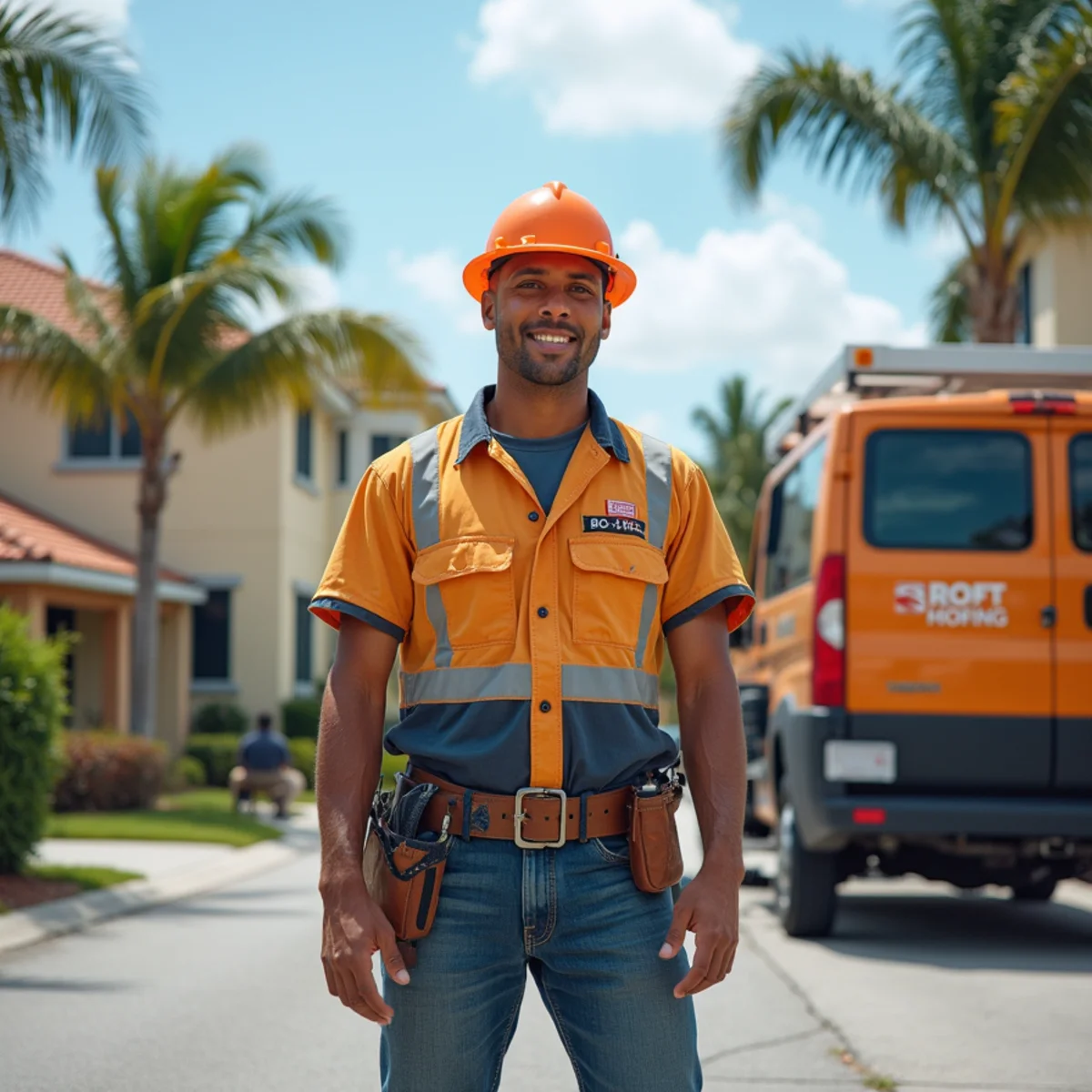 Roofing crew installing HVHZ-approved tile roofing on a home in Broward County, Florida