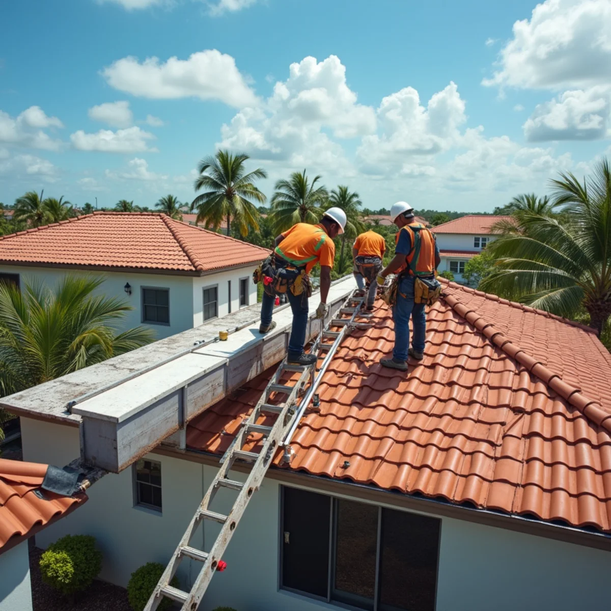 Flat roof recoat on a low-rise oceanfront condo in Juno Beach, FL
